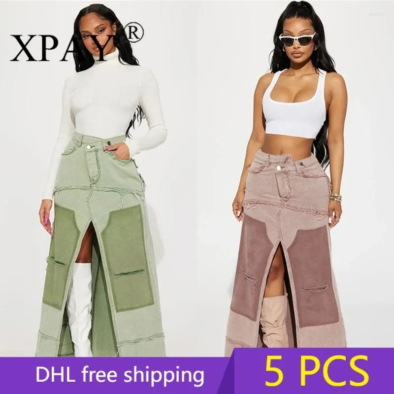 Skirts 5pcs Wholesale Bulk Items Lots Irregular Denim For Women Clothing 2023 Fall Fashion Casual Y2k Streetwear X12482