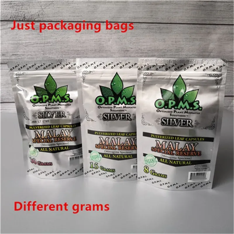 O.P.M.S. SILVER mylar bag smell proof THAI and MAENGDA Child Resealable Bags MALAY SPECIAL RESERVE dry herb flower packaging