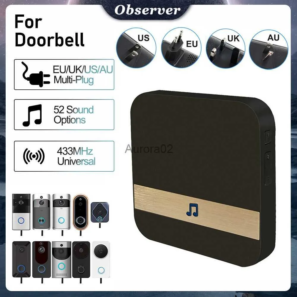 Doorbells Universal 433MHz Wireless WIFI Smart Video Doorbell Chime Indoor Music Receiver 52 Melodies 4 Levels Volume for Smart Doorbells YQ231111
