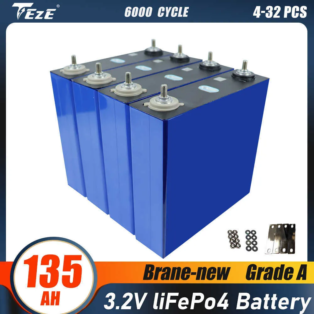 Batería recargable Lifepo4 de 3,2 V, 135Ah, fosfato de hierro y litio, ciclo de 6000 para RV, silla de ruedas eléctrica, carrito de Golf, barco, UE, EE. UU., sin impuestos