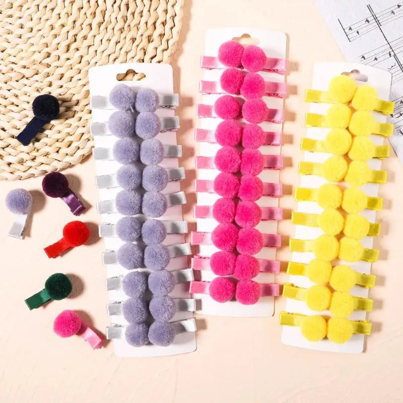 Hårtillbehör 10/20st Lovely Mini Solid Plush Ball Clip for Kid Girl Small Bangs Hairpins Clips Headwear Kids