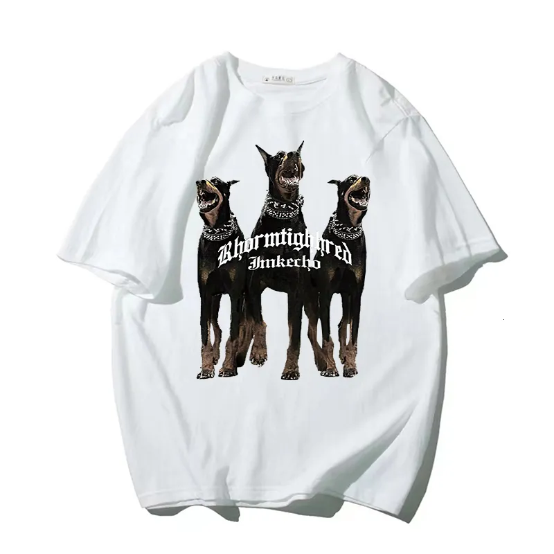 Women s T Shirt 2023 Summer Woman Man T Shirt Fashion Doberman Cotton Print Streetwear Oversized Casual Male Clothes Short Sleeve Blouse 220410