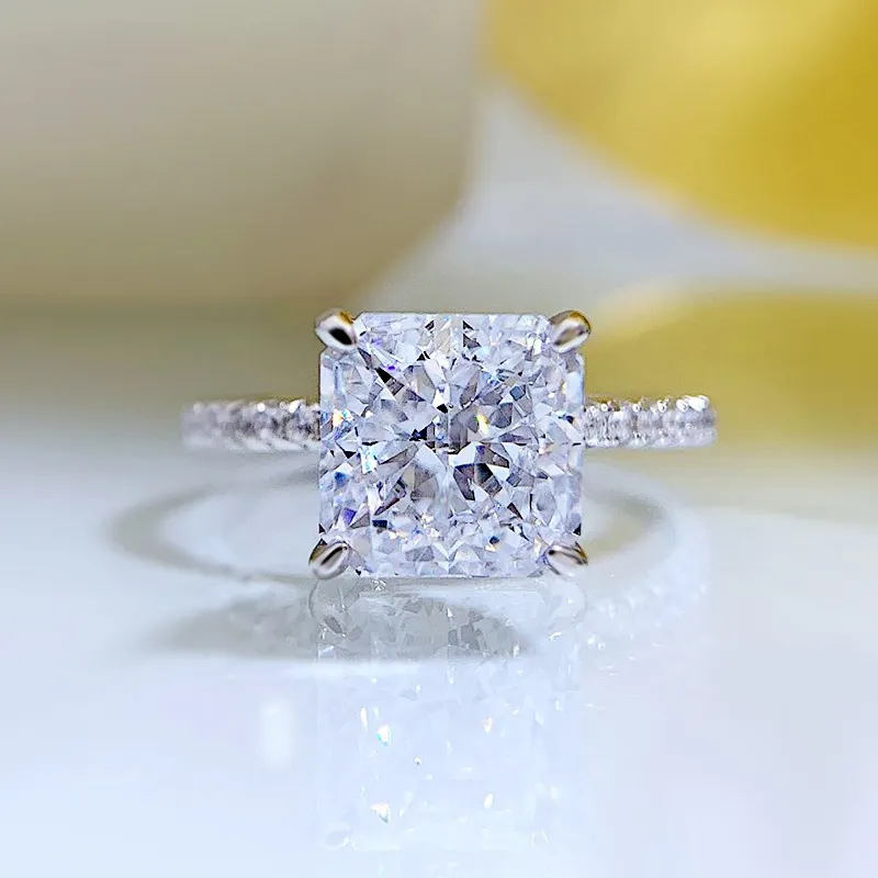 Fleur coupe Moissanite bague en diamant 100% réel 925 en argent sterling fête bague de mariage anneaux pour femmes bijoux de fiançailles de mariée