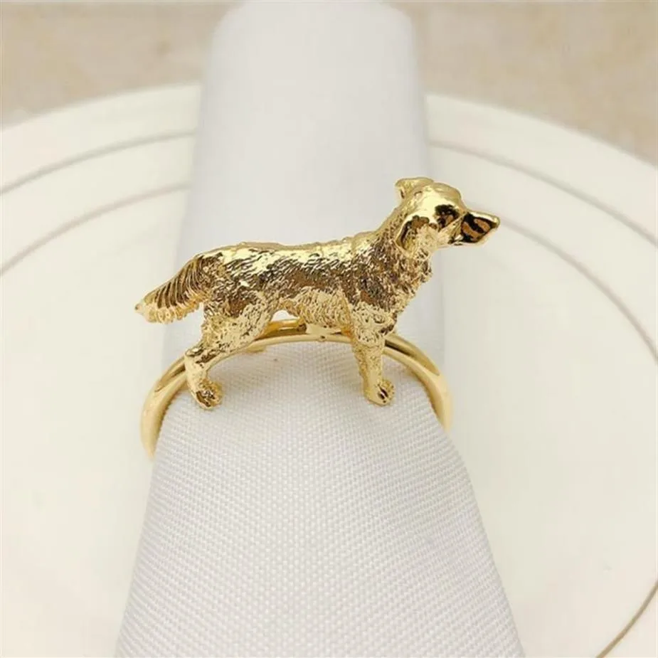 Servettringar 6st Set Cute Dog Shape Ring Creative Exquisite Alloy Visual Effect Holder For Kitchen324Q