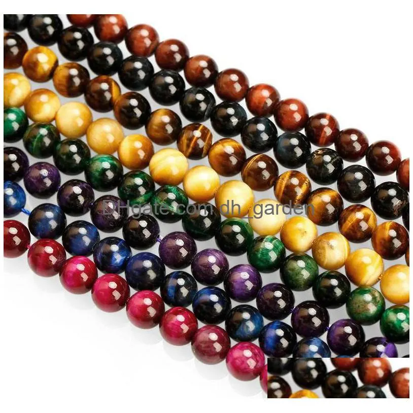 Other 5 Sizes Mticolor Tiger Eye Beads Gemstone Stone Semi Precious For Jewelry Making Assorted Drop Delivery Jewelry Loose B Dhgarden Dhkol