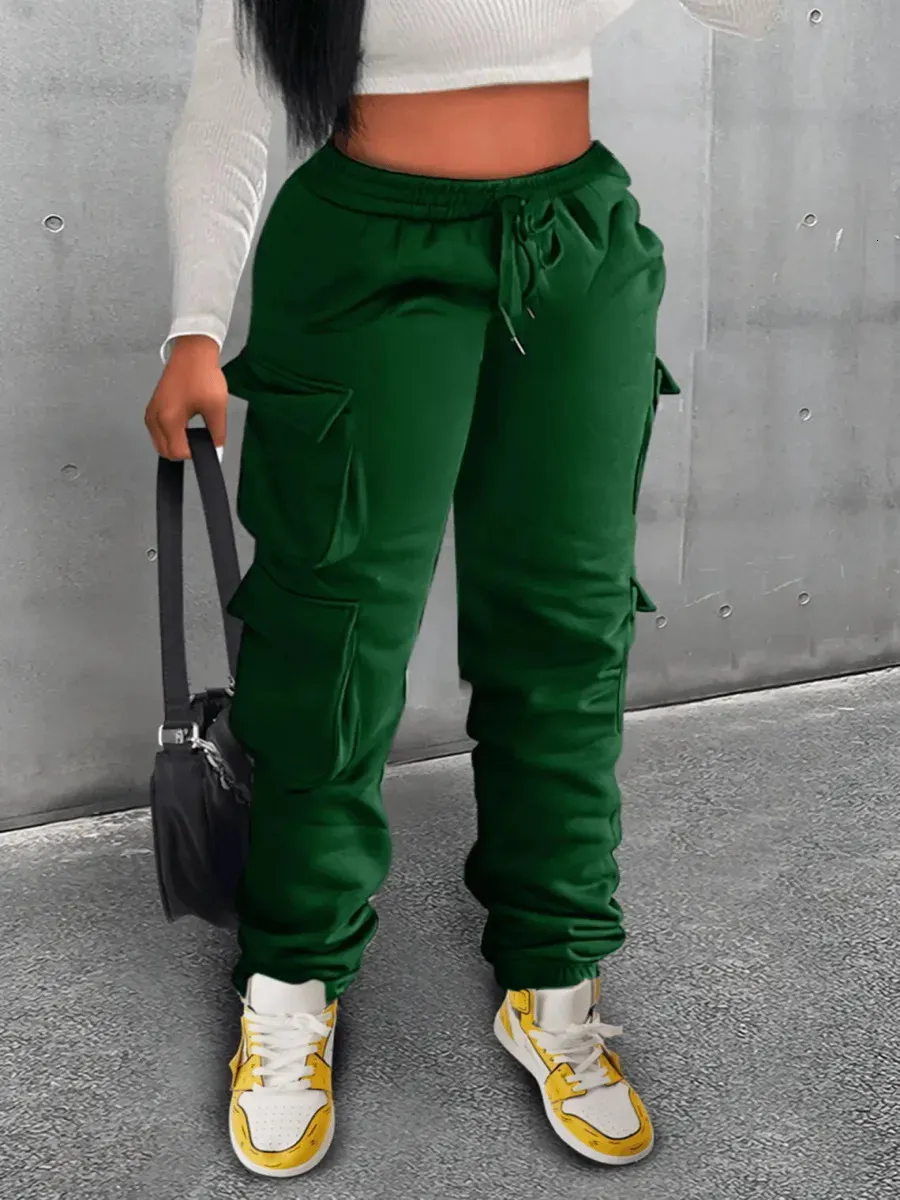 سراويل النساء S LW Plain Pocket Sweatpants Side Pockets Carmstring Cargo Women Strendy Strendy Disual Disuals 231110