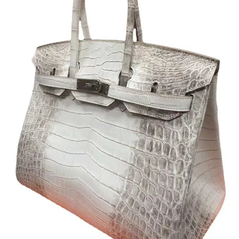 Nile Sac Designer Crocodile Platinum Leather Himalayan Luxury Luxury Vérite en cuir Général Femme Fabriqué avec du fil de cire