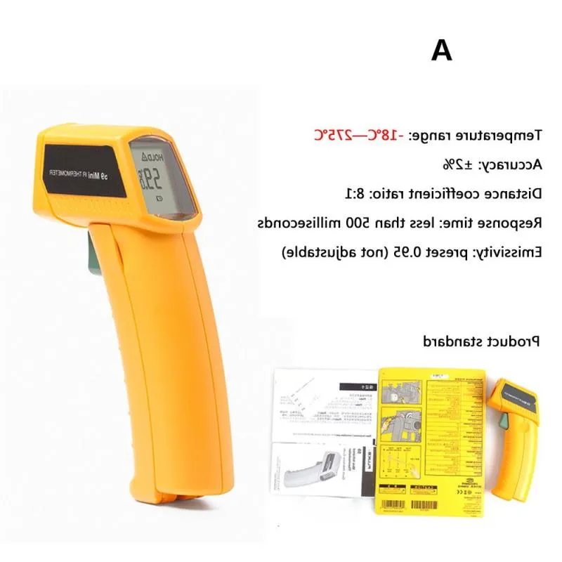 温度機器赤外線温度計非接触デジタルレーザー温度ガンイエローとブラックDMSKB