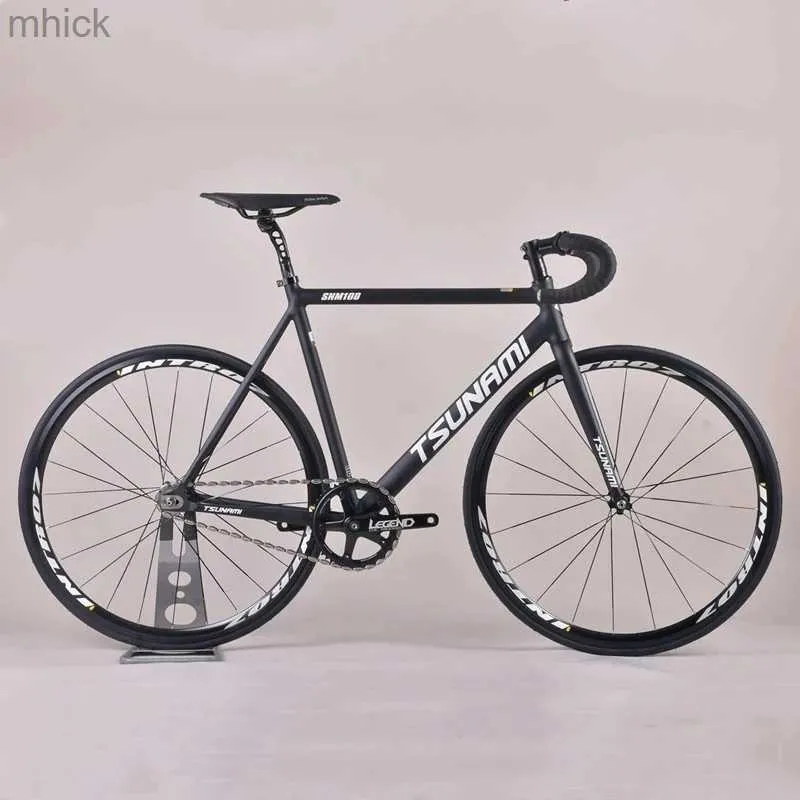 Pédales de vélo TSUNAMI Vélo à pignon fixe Roues à rayons plats Cadre en alliage d'aluminium à vitesse unique Fixie Track Bike V Brake Jante personnalisable 3M411