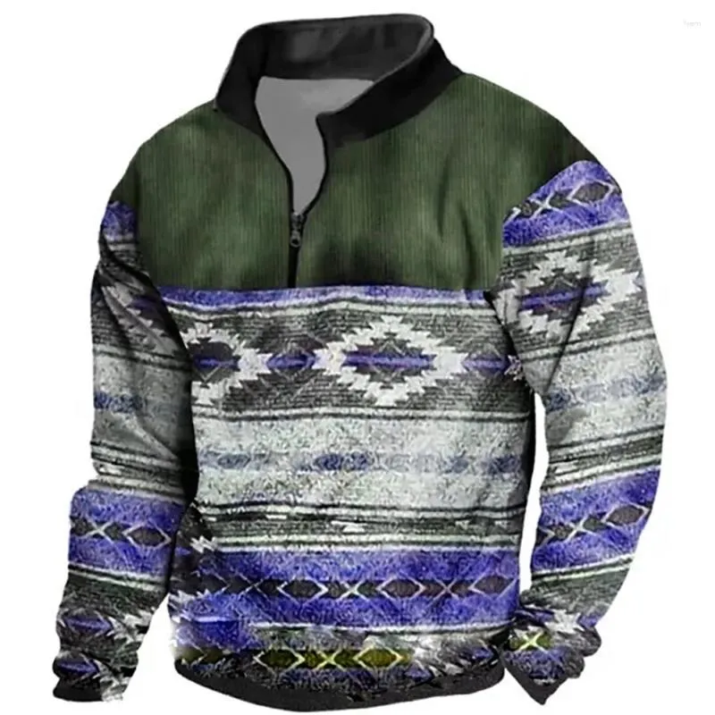 Men's Hoodies Ethnic Style Sweatshirt Long Sleeve 2024 Pullover Casual 3d Retro Zipper Hoodie For Men Oversized Shirts