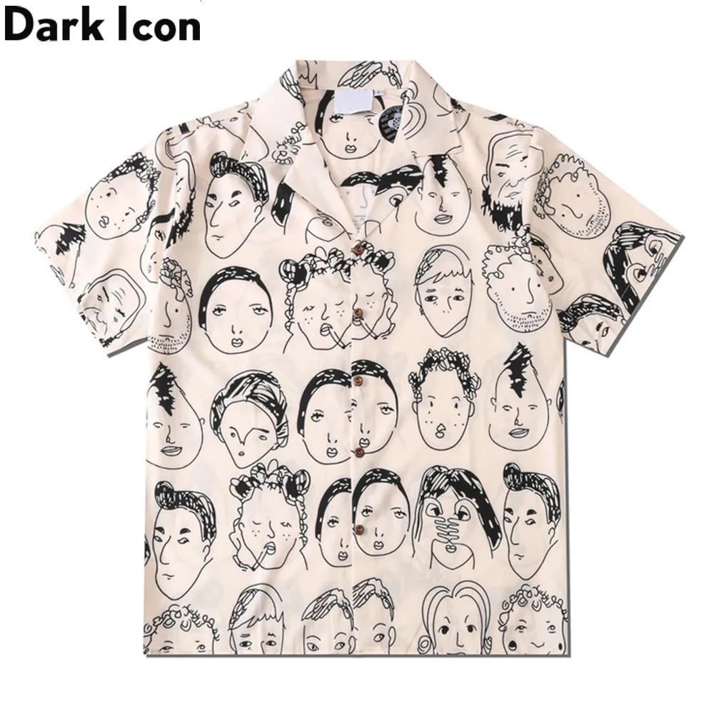 Chemises décontractées pour hommes icône sombre chemise hawaïenne entièrement imprimée hommes Vintage mode de rue chemises pour hommes été haut masculin 230410