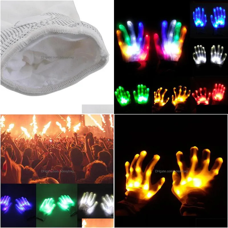 Autres fournitures de fête d'événement 1 paire de gants de doigt à main LED Halloween Costume de Noël Costume de danse Décor Festival Accessoire Drop D Dhyjc