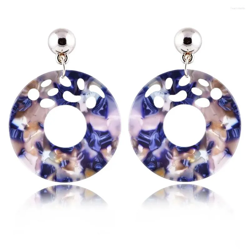 Dingle örhängen cirkel leopard färg dinglande för kvinnor elegant akryl rund bitande örhänge öron mode smycken gåva