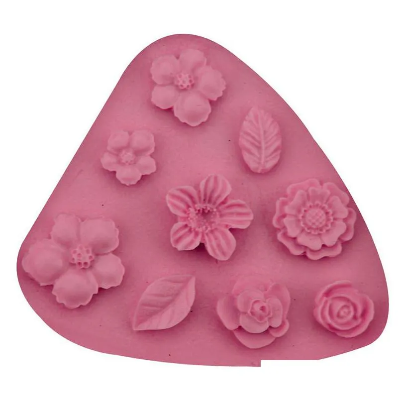 Kuchen Werkzeuge Cartoon Blume Blatt Sile Fondant Seife 3D Form Cupcake Jelly Candy Schokolade Dekoration Backwerkzeug Mods Drop Delivery Hom Dhw76