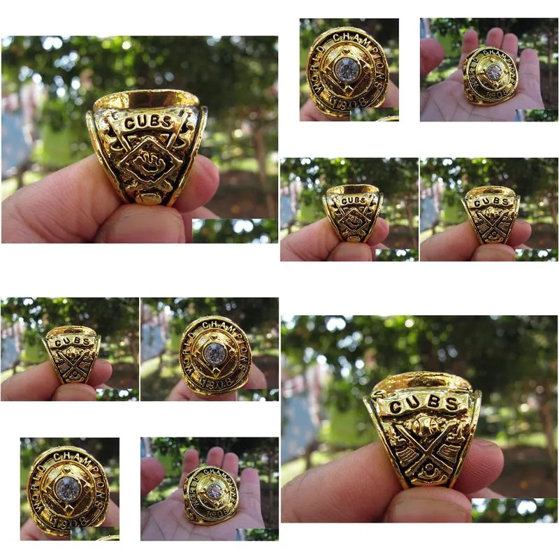 1908 cubs world baseball championship ring souvenir men fan gift 2019 wholesale drop shipping