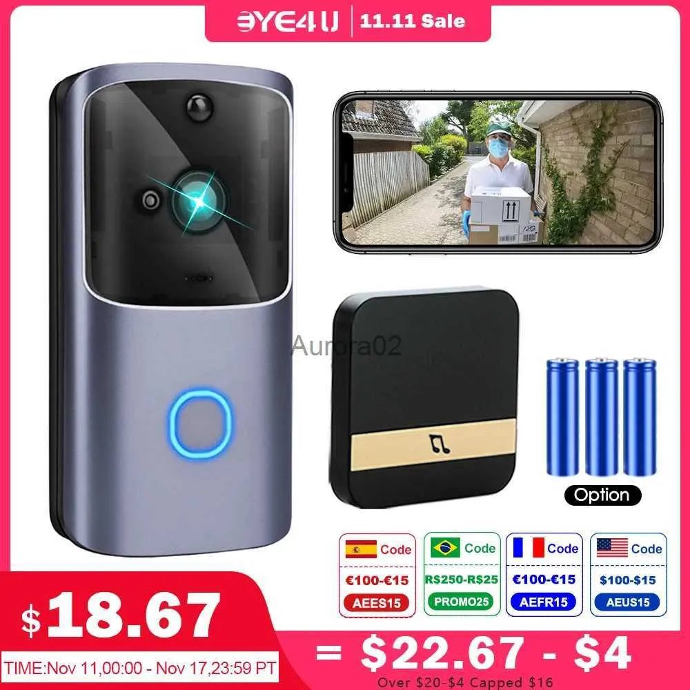 Dörrklockor WiFi Doorbell Smart Home 720p HD Wireless Phone Door Bell Camera Security Video Intercom IR Night Vision for Apartments YQ231111