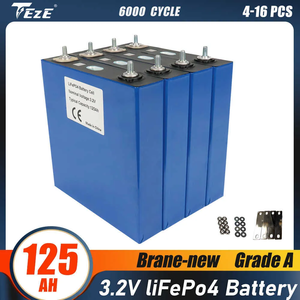 4-16pcs grau A 3.2V 125AH LIFEPO4 BATERIA BATERIA DE LITÍMIO FOSFATO BATERIAS DE FOSFATO PARA OS SOLAR ENERGIA DE ENERGIA GOOF BART RV