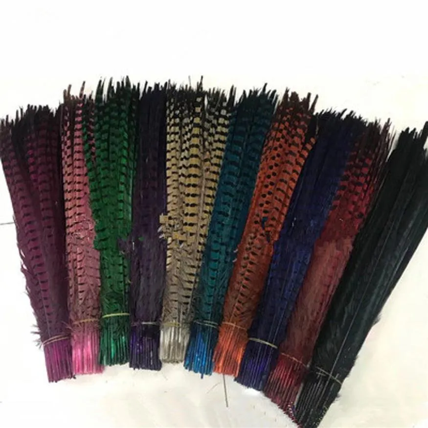 Whole Custom Colors Pheasant Tail Feathers Iewelry Craft Hat Mask Feather Hair Extention 100pcs 20-22inch 50-55cm EEA294-1235s
