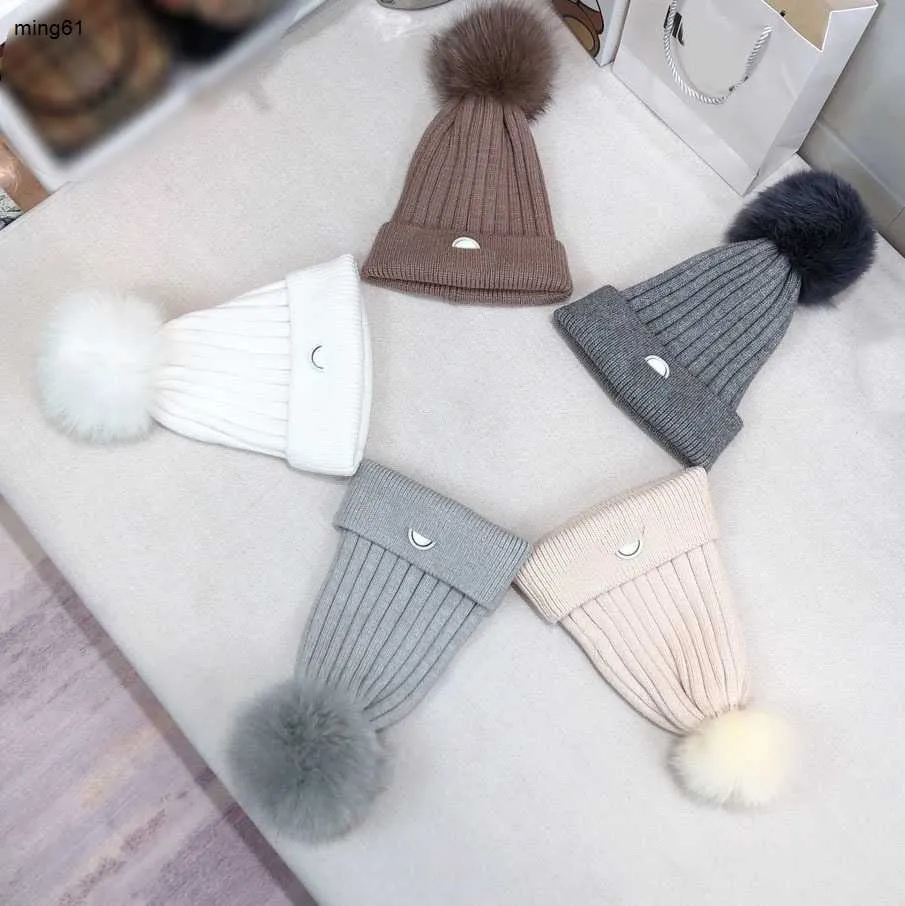 Brand Newborn Crochet Hats winter Parent-child products designer kids hat high quality fur ball Knitted baby caps Nov10