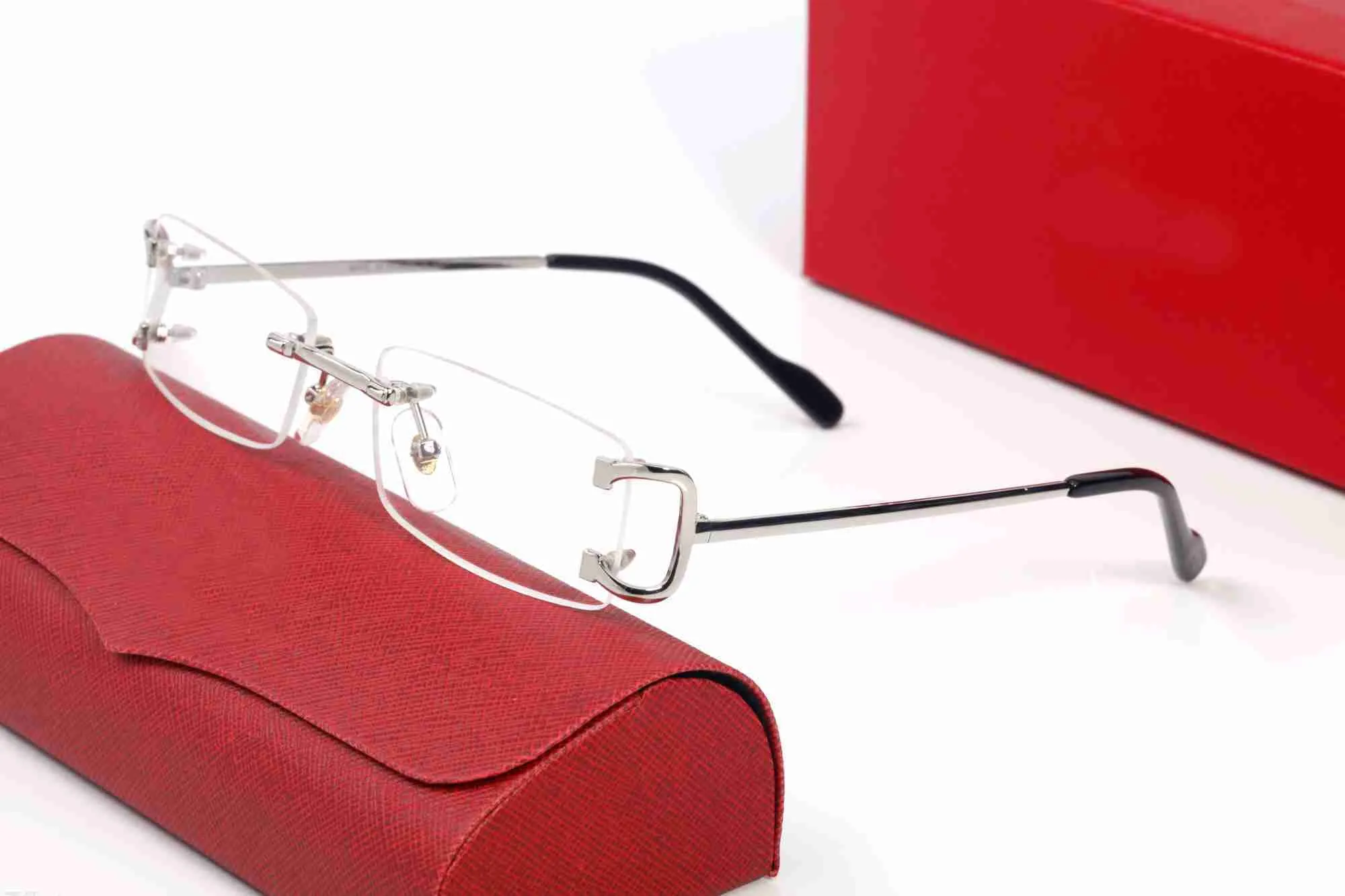 Merk Carti -bril Designer Zonnebril voor mannen Women rechthoekig frameloze zonnebril Zilver Tiny Silk Fashion Sunglasses Frames bril