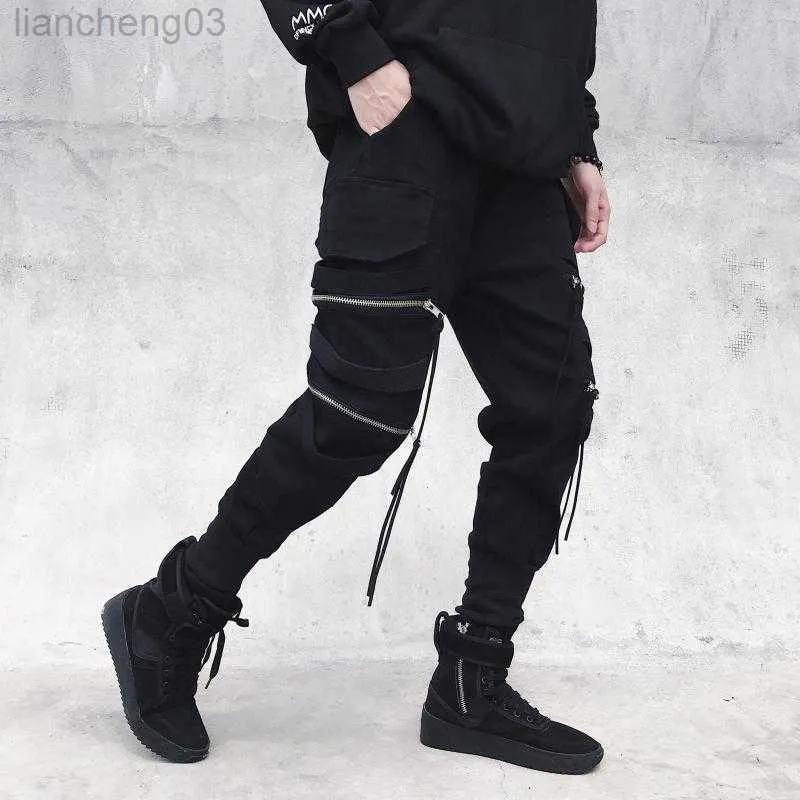 Pantalons pour hommes Jogging Pantalons Hommes Streetwear Techwear Hip Hop Cargo Pantalons Harajuku Noir Mode Casual High Street Vêtements pour hommes W0414