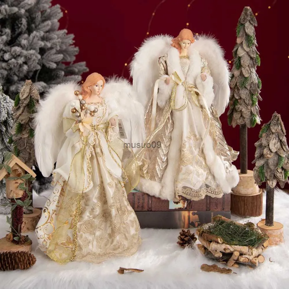 Décorations de Noël 16"Ange de Noël Ange Poupée Jouet Figurine Ornements de Noël Artisanat avec Aile Décorations Natal Décorations de Fête CadeauL231111