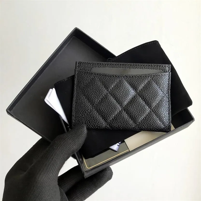 Woman Card Holder Genuine Leather Coin Purse Caviar Rhombus Wallet Soft Lambskin Luxury Designer Classic Sheepskin Credit Card Bag323g
