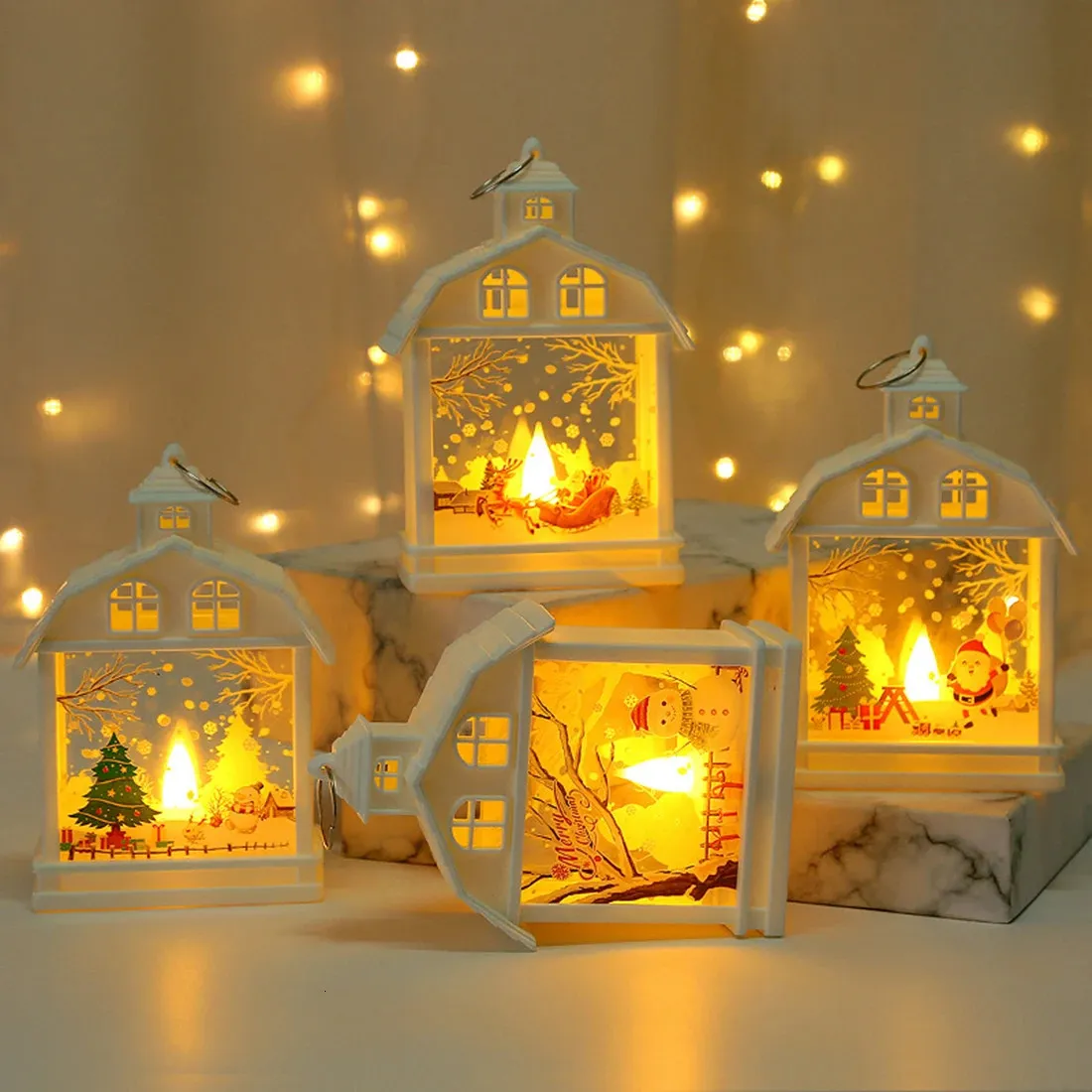 Decoraciones navideñas 9 luces de estilo decoración feliz familiar Árbol de Navidad celebrando regalos Año 231110