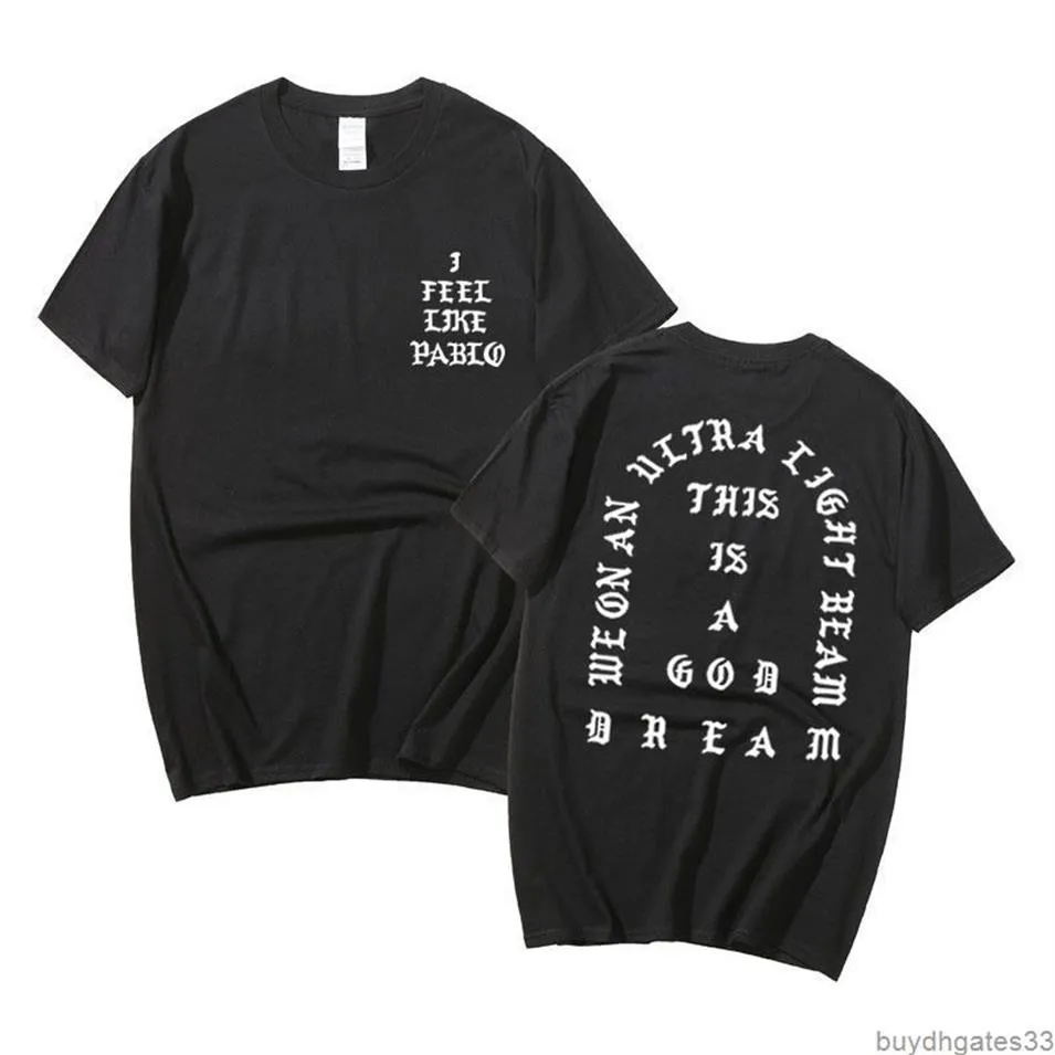 Herren T-Shirt Kanyes West Pablo T-Shirt Sommer Männer Frauen I Feel Like Paul Letter Print Kurzarm Staffel 3 T-Shirt Hip Hop299u