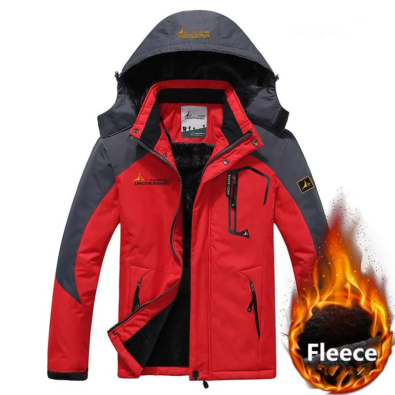 Jaquetas masculinas neve jacket quente homens parkas Outwear comprovante à prova d'água com capuz com capuz grosso de veludo de lã PLATUS