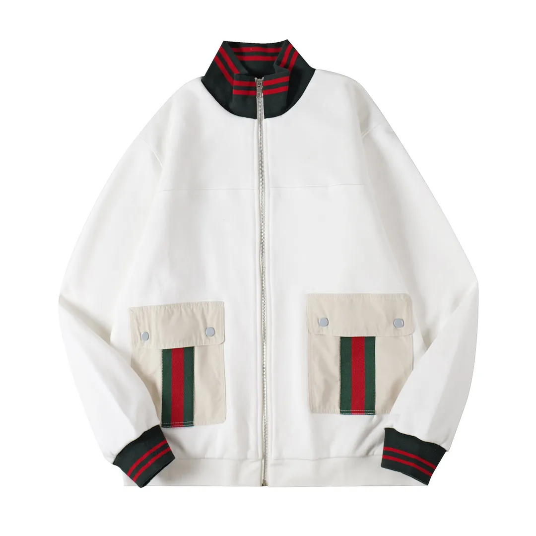 Jaqueta masculina de marca highend, design de costura de bolso, tamanho americano, jaqueta branca de alta qualidade, designer de luxo