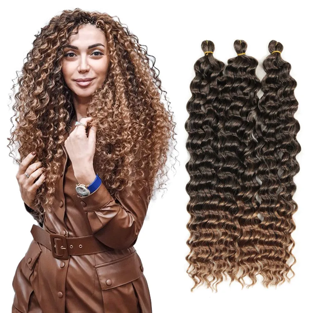 22inch Deep Wave Twist Crochet Hair Synthetic Ocean Wave Crochet Hair Wet and Wavy Braiding Hair Beach Curl Gogo Curl