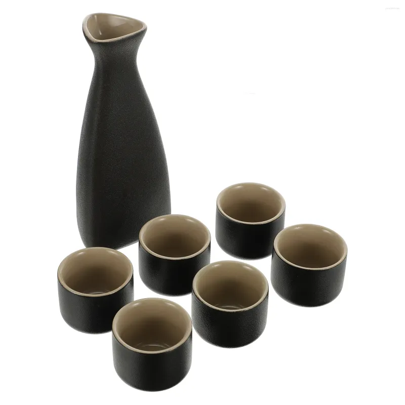 Kieliszki do wina Zestaw kieliszka ceramicznego czarne garnitury Business Dift Water Water Statel Ceramics Man Cup Sake