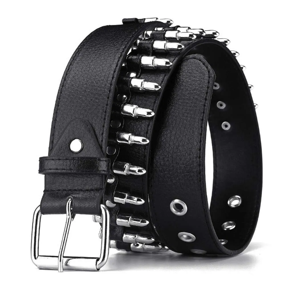 Punk Bullet Ammo Clip Decoration Black Female Belt Elastic Waist Belt Womens Basic Wide Stretchy Cinch Belt For Dress