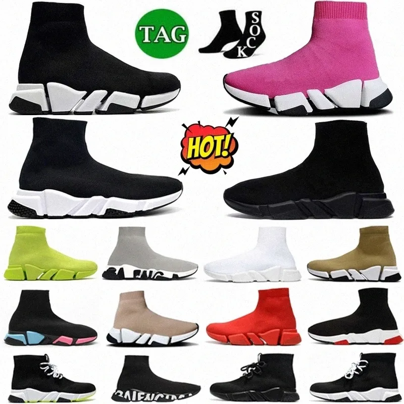 Sock Shoes Speed ​​1.0 Socks Casual 2.0 BOOT Classic Platforma Czarna biała różowa czerwona beżowa zielona graffiti Vintage Blue Men Women Balencaigaitiess