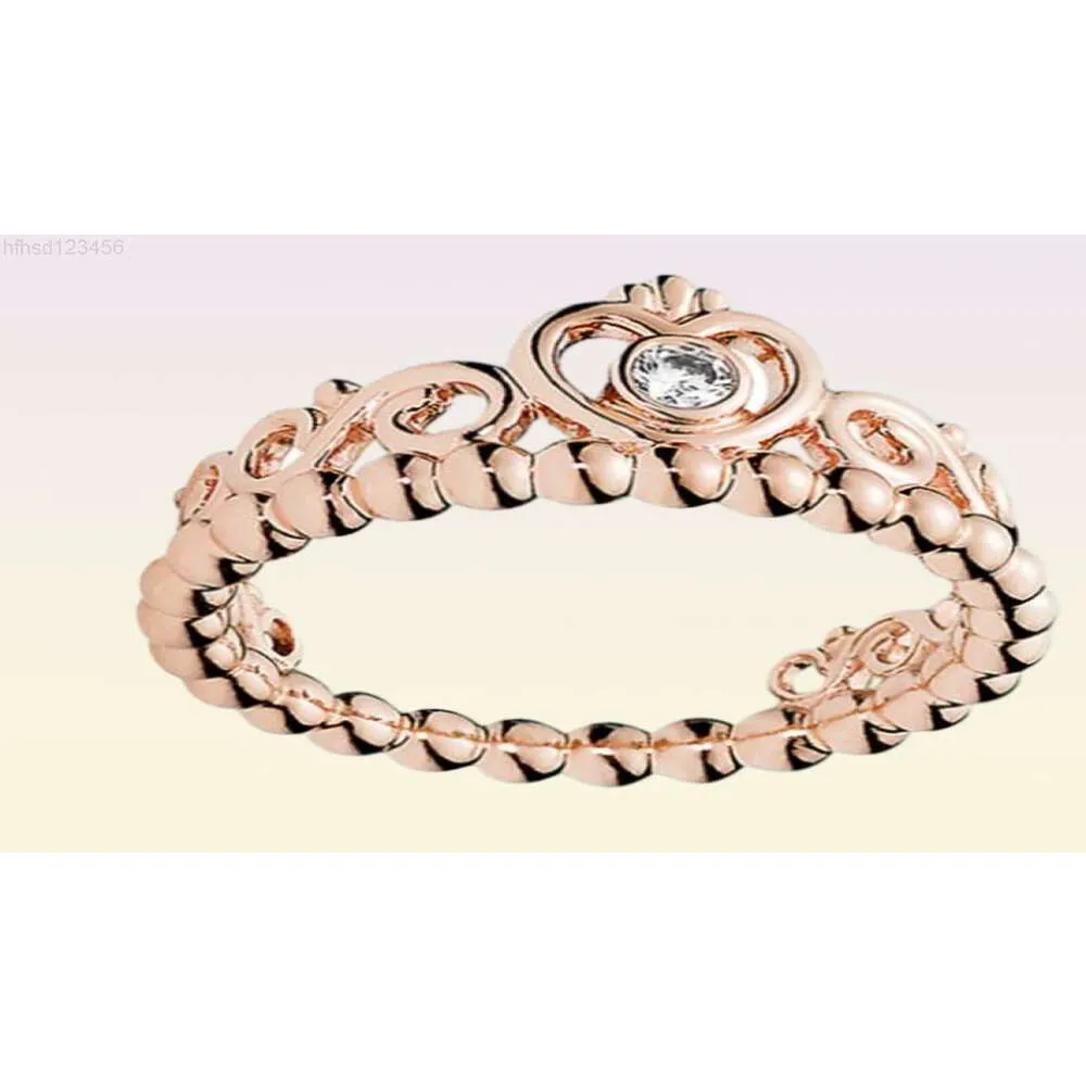 Cute Women Girls Jewelry Ring 18k Rose Gold 925 Srebrne pierścienie dla księżniczki Tiara Pierścień Crown Pierścień z oryginalnym pudełkiem 1162567