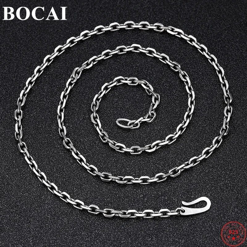 Hanger kettingen Bocai S925 Sterling Silver ketting 2023 Dames Fashion Sbuckle Squarechain Pure Argentum Sieraden voor mannen Women 231110