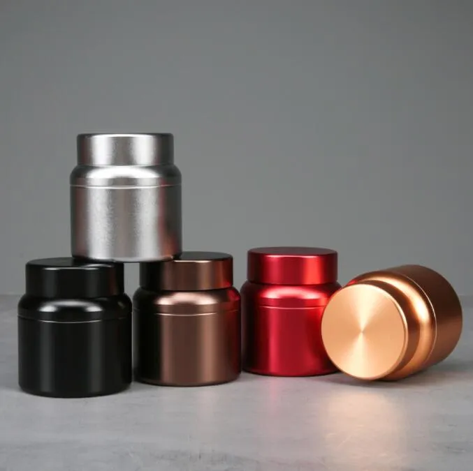 Xxl Aluminium ALLIAG TOBAC CANS POCLES BOSE DE Rangement Boîte à thé Bijoux Metal Bijoux Tools Smoking 6 Couleur 52 * 58 mm / 46 * 70 mm