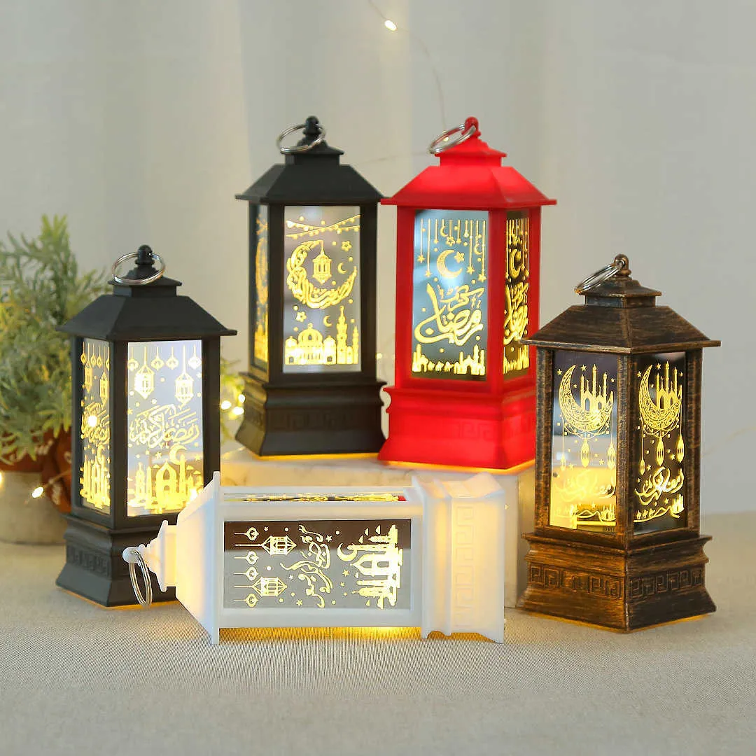 참신 품목 2023 이슬람 무슬림 라마단 장식 용품 LED 바람 랜턴 펜던트 Eid Mubarak Light Ornament Ramadan Decoration for Home Z0411