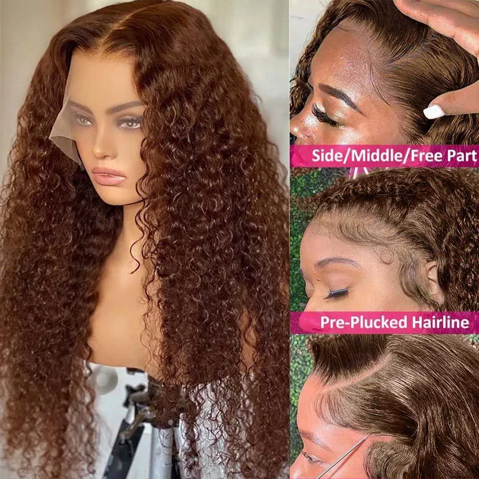 Highlight Curly Wig for Women Brown Long Curly Wave Wigs Human Hair Wig Natural