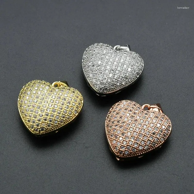 Pendant Necklaces Luxury Jewelry Making Supplies Color Remain Rose Gold Rhodium Plated Metal CZ Paved Heart For Women Necklace