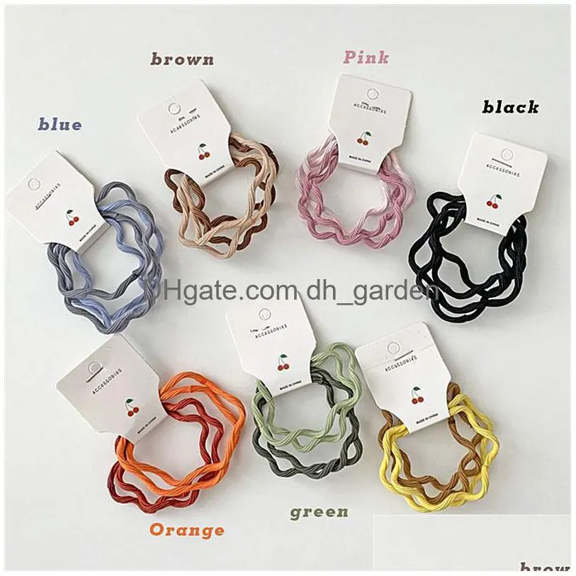 Hair Clips & Barrettes New 4 Pcs Candy Colors Wavy Girl Hair Rope Cute Sweet Little Leather Case Ties For Women Fashion Acce Dhgarden Dhy0C