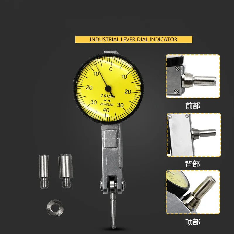 Precision Dial Test Indicator 0,8*0,01 mm med universell magnetisk magnetisk bas