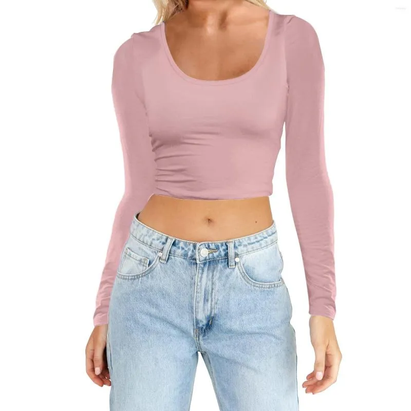 Damen T-Shirts Damen Mode Leicht Yoga Crop Tops Slim Fit Langarm Workout Bluse Gestreiftes Damen Shirt