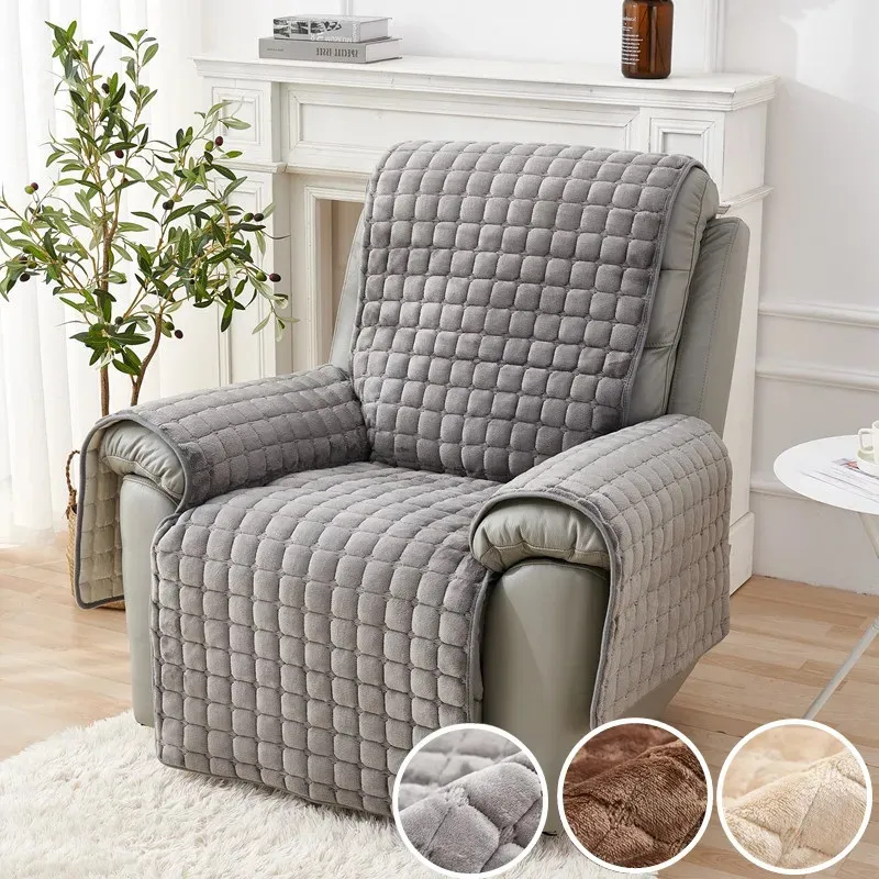 Stoelhoezen 1/2/3-zits Fauteuil Bankhoes Flanel Fauteuil Hoes Pluche Bankhoes Antislip Relax Luie Jongen Stoel Kussenovertrekken Woondecoratie 231110