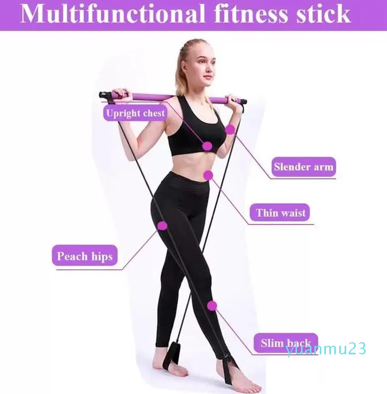 Resistance Bands Pilates Bar Kit With Foot Loop Yoga Exercise Stick For Home Gym Workout1 22