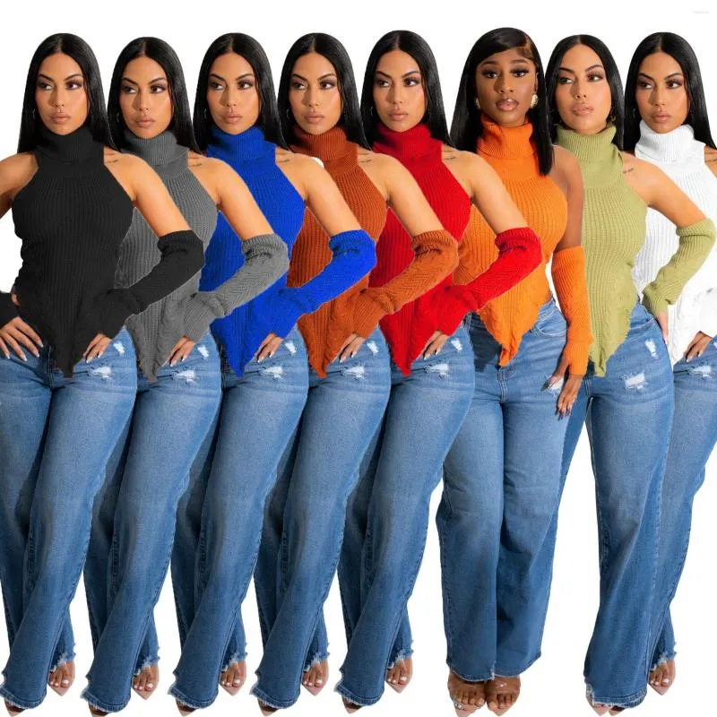 Camisetas de mujeres Halter de color sólido Irregular Capa sin espalda de hombro para espalda para atuendos de mujeres otoñales suéteres abiertos 2023 invierno