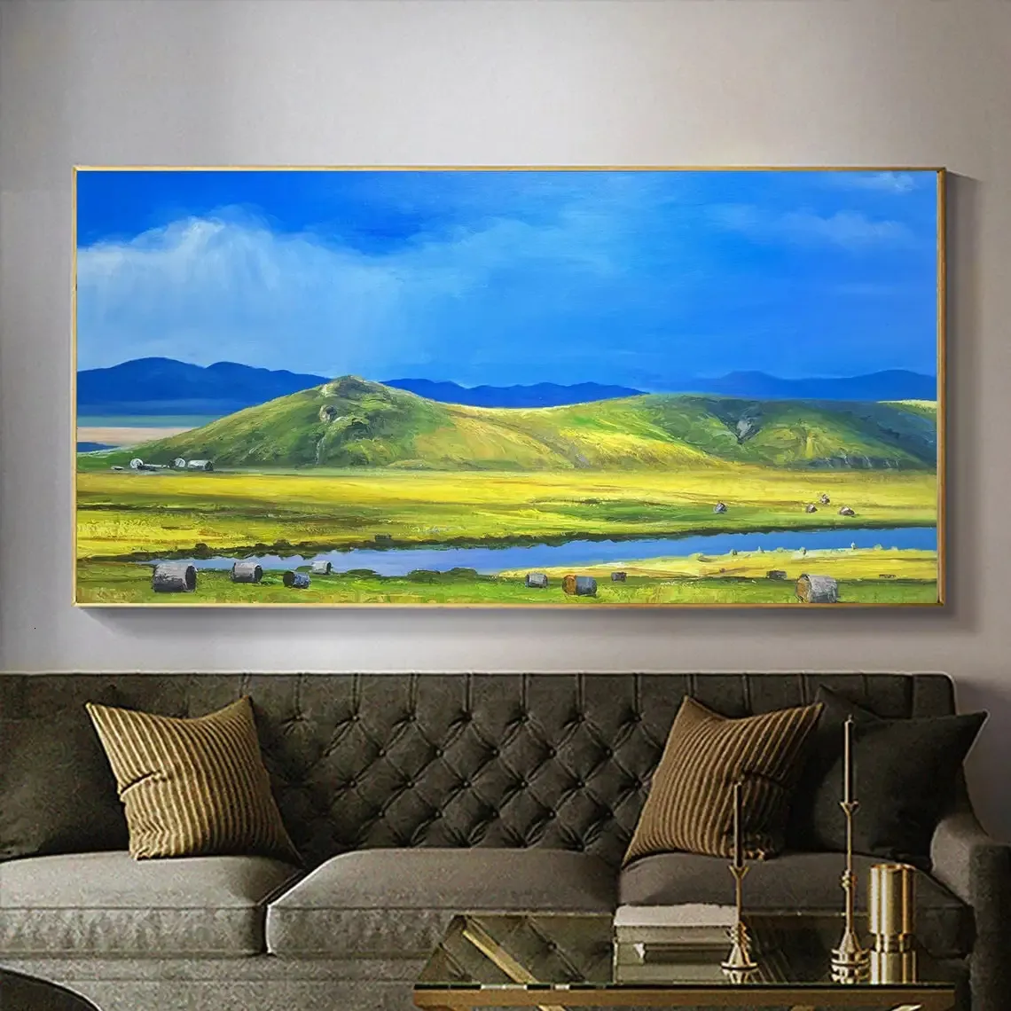 Paintings Large Hand Painted Oil Painting On Canvas Abstract Grassland Oil Painting Living Room Wall Art Natural Home Decoration Art Gift 231110