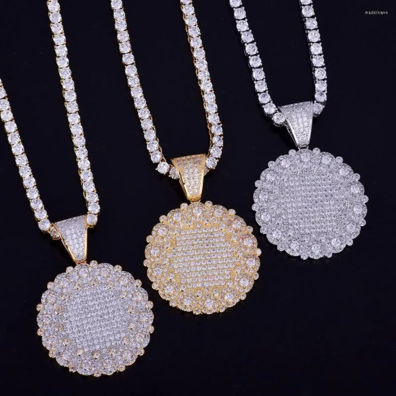 Catene Round Cluster Medaglione Collana con ciondolo color oro Bling Gioielli hip-hop da uomo con zirconi cubici