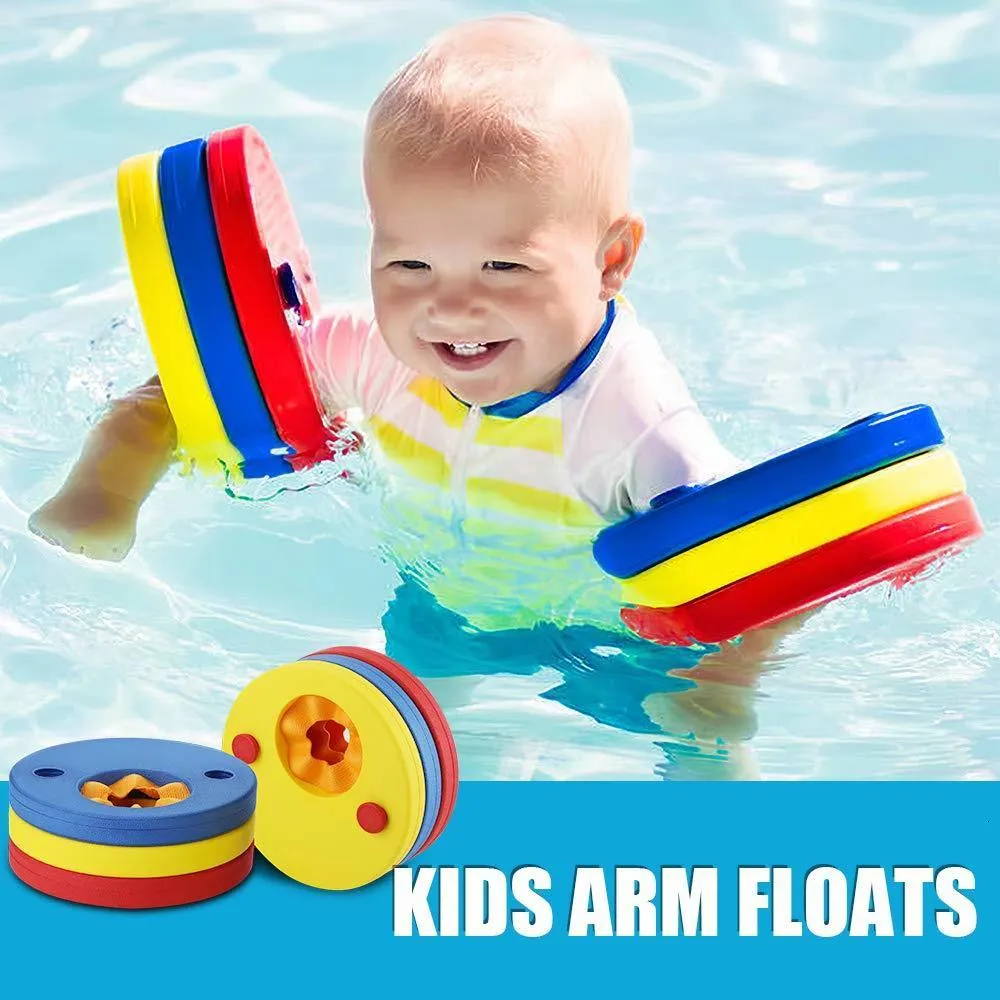 Uppblåsbara flottörrör 6st Pack Eva Foam Swim Discs Arm Band som flyter ärmar Pool Float Board Baby Swimming -övningar Cirklar Ringar 230411